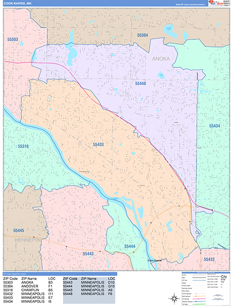 Coon Rapids, MN Zip Code Map